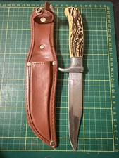 Vintage Mundial fixed-blade hunting knife w/ Sheath OLD Brazil Stainless Steel picture