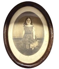 Antique Victorian Gothic Little Girl Unidentified-New England-Heavy Wear Frame picture