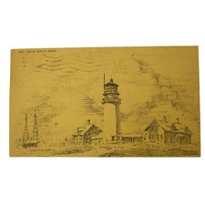 Vintage 1930 John M Foster Highland Light North Truro Mass Postcard 1937 picture