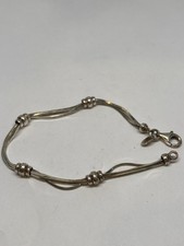 7” 7.1g DYADEMA STERLING SILVER MULTI LINK BOX CHAIN BEADED FINE BRACELET picture