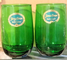 AnchorGlass 2 Forest Green Juice Glasses 1960s Original Sticker Anchor-Hocking picture