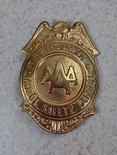 Vintage Grammes AAA School Safety Patrol Patrolman Badge Gold Tone  picture