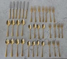 VTG Oxford Hall Gold-plated Flatware  36 Piece Lot Forks Spoons Knives picture