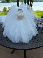 White Wedding Gown & Veil on Wire Centerpiece Display Figure picture