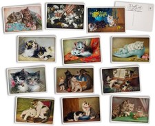 Antique Cat Postcards - 24 Vintage - 12 Assorted Multicolored  picture