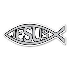 Silver Jesus Fish Mini Magnet picture