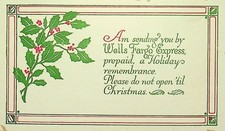 Wells Fargo Express Postcard Am Sending You By Christmas Prepaid Undivded-KK-106 picture