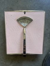 Vintage Detecto Mid Century Modern Pale Pink Bathroom Scale Bubble Glass~ Works picture