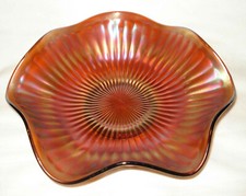 Vintage Fenton Amethyst Purple Carnival Glass Stippled Rays 9 ½” Scalloped Bowl picture