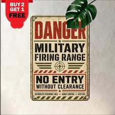 Military Firing Range Warning Sign Danger Safety Notice Metal Plaque 8x12 picture