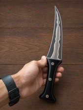 Custom Handmade Copper Damascus Steel Blade Jambiya Hunting Knife Leather Sheath picture