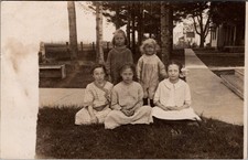 1914, Five Girls Group Photo, NEWHALL, Iowa Real Photo Postcard picture