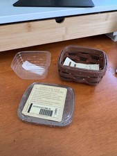 Longaberger Chocolate Swirl Handmade Basket Lid Plastic Insert Set 3 Piece 2015 picture