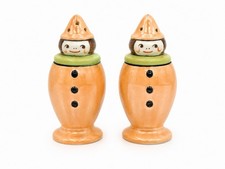 Rare Noritake Pierrot Clown Salt Pepper Shakers Peach Luster Japan Pair picture
