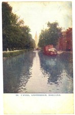 Amsterdam Holland Canal Scene Divided Back Postcard c1909 Posted picture