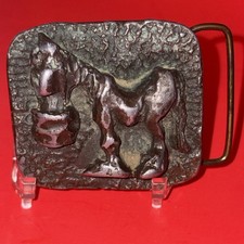 Vtg Bouwerie Lane Craft Guild Horse Belt Buckle Western picture