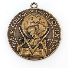 1937 Queens College of the City of New York Commemorative Medal Award Antique picture