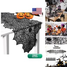 Halloween Black Lace Spider Web Table Runner 18 x 72 in picture