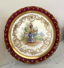 Rare Atq Ambrosius Lamm Dresden Plate Monogram Jeweled Gold Encrusted 7 3/4