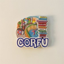 Greece Corfu Street view road signs Tourist Souvenir 3D Resin Fridge Magnet Gift picture