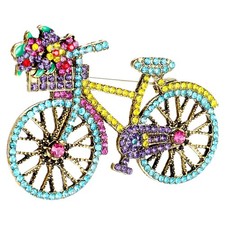 Bicycle Brooch Pin, Vintage Brooch Rhinestone Brooch Elegant Colorful Brooch ... picture
