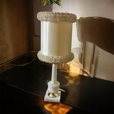 Satin Glass Boudoir/Vanity Lamps~Marble Base & Silk Shades picture