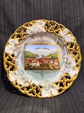 Vtg Gruss aus Aussig Porcelain Plate Gold Reticulated Border Ústí nad Labem 10