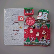 VTG 1987 Santabear Christmas Lot Dayton Hudson Tin Mugs Towel Bandana Ornaments picture