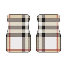 Preppy Plaid Beige, Universal Fit Car Mats (2x Front), Custom Floor Mats picture