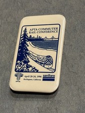 Vtg 1996 APTA Commuter Rail Conference Pinback Button SamTrans California picture