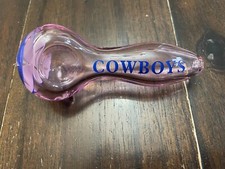 4.25” Premium Glass Bowl Pipe Etched and Painted Dallas Cowboys Pink picture