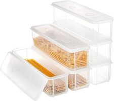 ZENFUN Set of 6 Pasta Storage Containers with Lid, Airtight Spaghetti White  picture