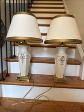 🔥2 VTG Lenox Renaissance Lace Collection Electric Lamps & Shades ~ ALL ORG. picture