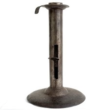 Antique Iron Hog Scraper Push Up Candlestick 6” Primitive Original 18th 19thc picture