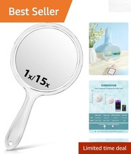 Lightweight Acrylic Hand Mirror 1X/15X - Perfect for Makeup Precision & Care picture