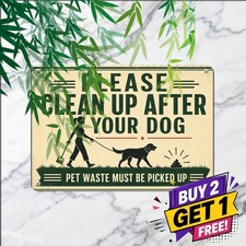 Clean After Your Dog Poop Tin Metal Sign Funny Pet Rule Yard Wall Art Plaque picture