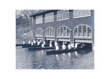 1925 Smith College Women Crew Team Boathouse Rowing Glass Plate Negative OOAK picture