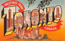 1951 Toronto Canada Greetings From Large Letter Linen Postcard picture