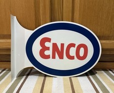 Enco Flange Sign Gas Oil Garage Esso 2 Sided Garage Vintage Style Wall Decor picture