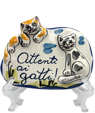 Handpainted Italian ‘attenti al gatti’ Beware of Cats Hanging Wall Plaque *Read picture