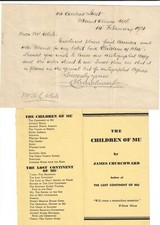 1931 RARE HANDWRITTEN LETTER JAMES CHURCHWARD W/LOST CONTINENT OF MU AD CIRCULAR picture