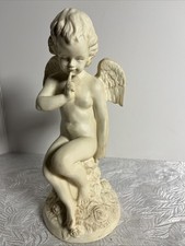 Hen & Feathers Cherub Sculpture Vintage Decorative Angel Figurine 10.5” Tall picture