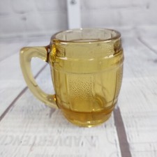 VTG Amber Colored Glass Whiskey Barrel Shot Glass or Toothpick Holder 2.25