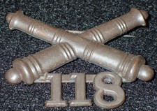 1902 - 1905 US Army 118th Field Artillery Regiment Branch Collar Insignia Device picture