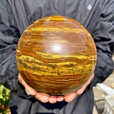 6.26LB Natural Large Gold Tiger’s Eye Stone Quartz Crystal Sphere Specimen Reiki picture