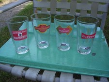 4 BUDWEISER Beer Retro Pint Glass Classic American Tumbler Pint~MINT 4 picture