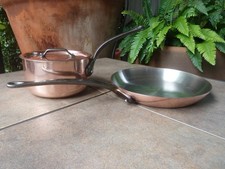 3 pc. Lot MAUVIEL 1830 France Copper Cookware Sauce Pan W/Lid & Frying Pan picture