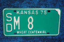 1975 KANSAS License Plate Low # 8 picture