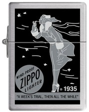 Zippo Windproof Replica 1935 Lighter With Black & Gray Windy, 82690, New In Box picture