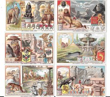 LIEBIG TRADE CARDS, ANIMALS IN ART 1904 Set of 6 Cards (S758 French). picture